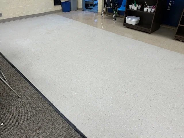 Vinyl VCT floor before professional finish coating