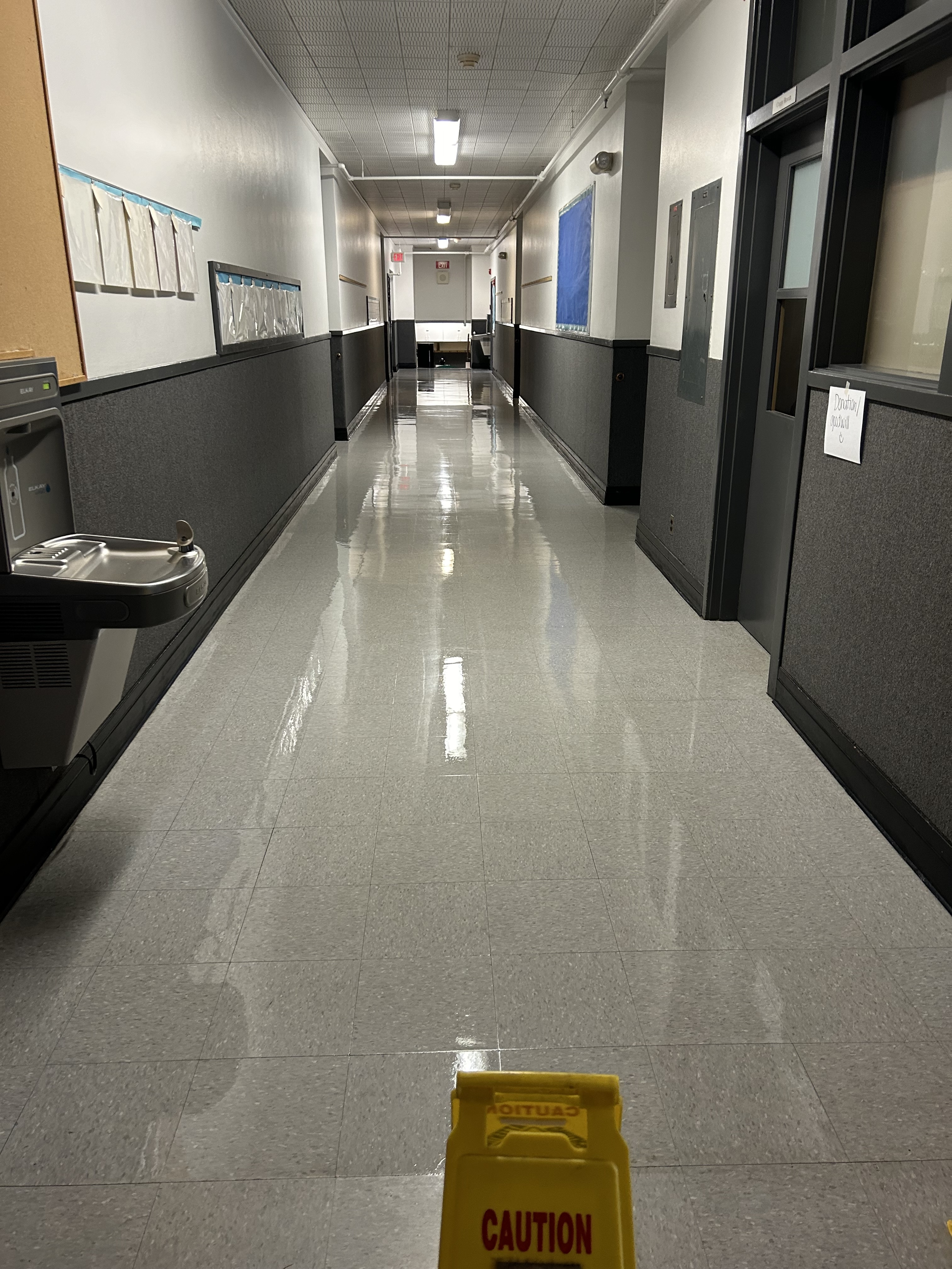 Freshly Finished VCT Floor with Mirror Shine